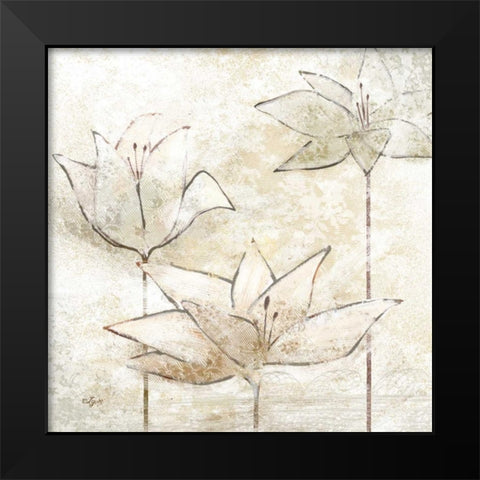 Floral Sketch I Black Modern Wood Framed Art Print by Lyon, Rebecca