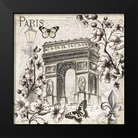 Paris in Bloom II  Black Modern Wood Framed Art Print by Tre Sorelle Studios