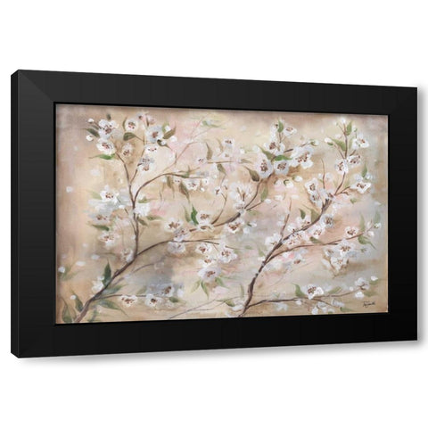 Cherry Blossoms Taupe Landscape  Black Modern Wood Framed Art Print with Double Matting by Tre Sorelle Studios