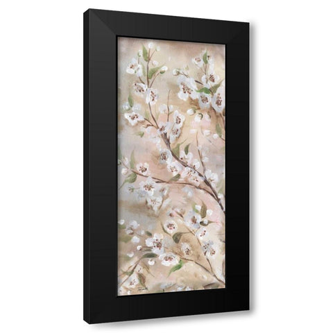 Cherry Blossoms Taupe Panel I  Black Modern Wood Framed Art Print with Double Matting by Tre Sorelle Studios