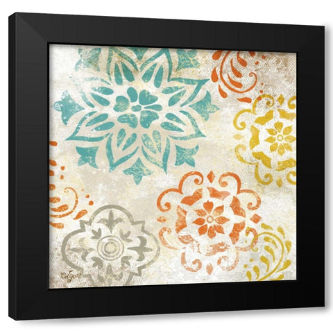 Colorful Medallions I  Black Modern Wood Framed Art Print with Double Matting by Lyon, Rebecca