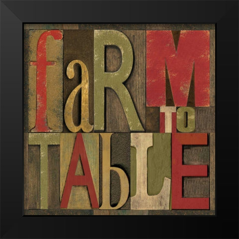 Printers Block Farm To Table I  Black Modern Wood Framed Art Print by Reed, Tara
