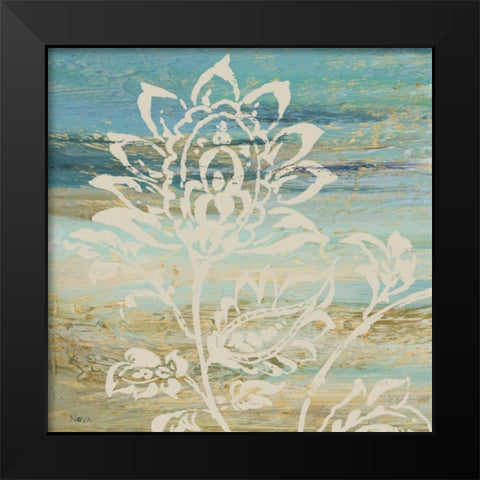 Blue Indigo with Lace I  Black Modern Wood Framed Art Print by Studio Nova