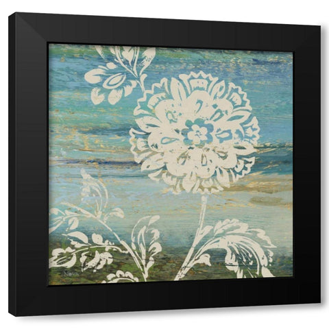 Blue Indigo with Lace II  Black Modern Wood Framed Art Print by Studio Nova