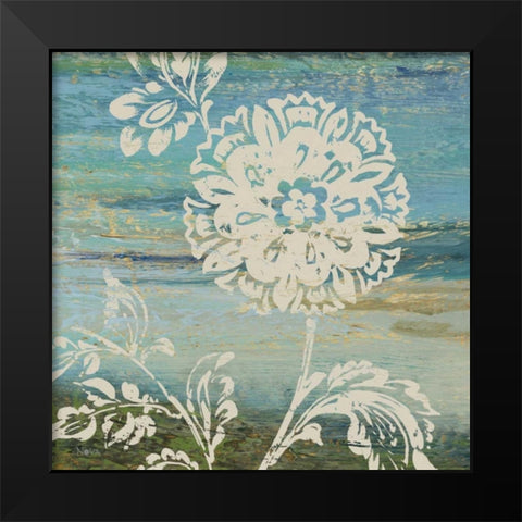 Blue Indigo with Lace II  Black Modern Wood Framed Art Print by Studio Nova