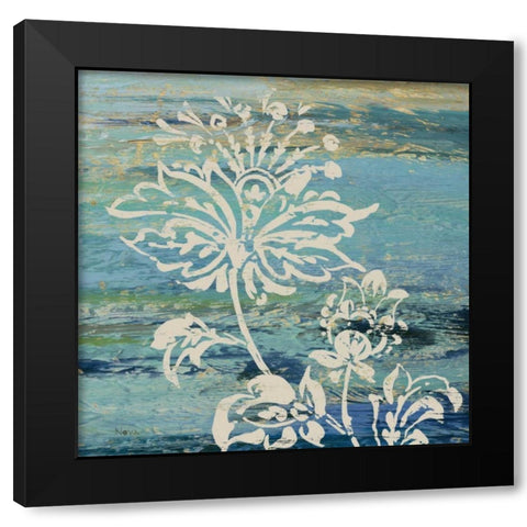 Blue Indigo with Lace III  Black Modern Wood Framed Art Print with Double Matting by Studio Nova