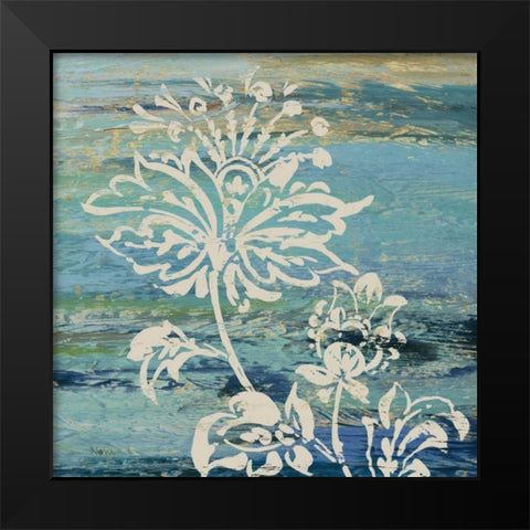 Blue Indigo with Lace III  Black Modern Wood Framed Art Print by Studio Nova