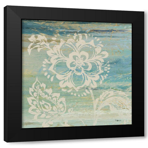 Blue Indigo with Lace IV  Black Modern Wood Framed Art Print with Double Matting by Studio Nova