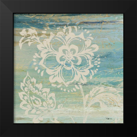 Blue Indigo with Lace IV  Black Modern Wood Framed Art Print by Studio Nova