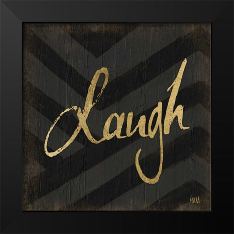 Chevron Sentiments Gold Heart Trio III  Black Modern Wood Framed Art Print by h.artworks