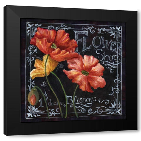 Flowers in Bloom Chalkboard I  Black Modern Wood Framed Art Print by Tre Sorelle Studios