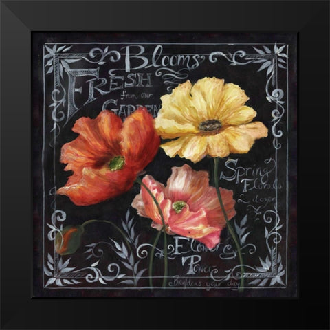 Flowers in Bloom Chalkboard II  Black Modern Wood Framed Art Print by Tre Sorelle Studios