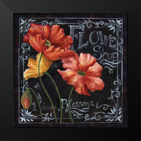 Flowers in Bloom Chalkboard I  Black Modern Wood Framed Art Print by Tre Sorelle Studios