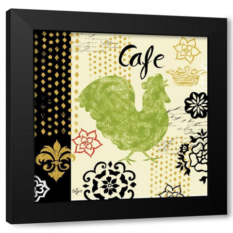 Fleur d Lis Rooster I  Black Modern Wood Framed Art Print with Double Matting by Lyon, Rebecca