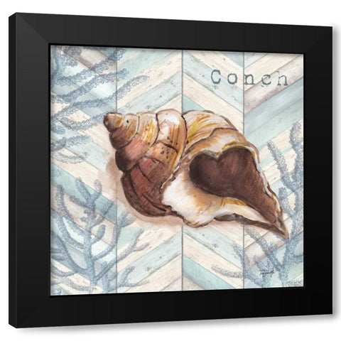 Chevron Shell I  Black Modern Wood Framed Art Print by Tre Sorelle Studios