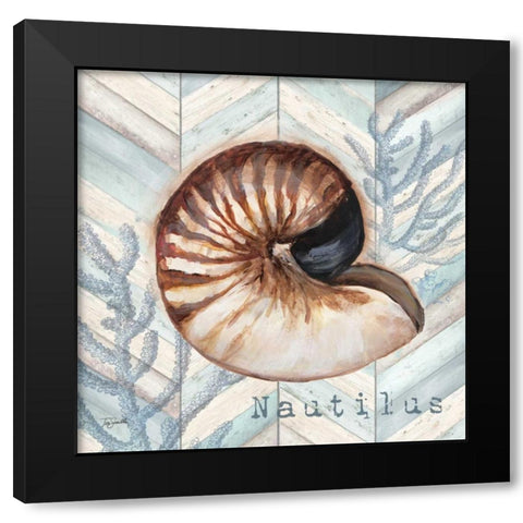 Chevron Shell IV  Black Modern Wood Framed Art Print with Double Matting by Tre Sorelle Studios