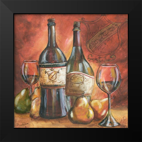 Red and Gold Wine II  Black Modern Wood Framed Art Print by Tre Sorelle Studios