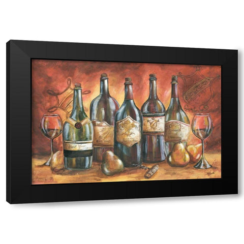 Red and Gold Wine Landscape  Black Modern Wood Framed Art Print with Double Matting by Tre Sorelle Studios