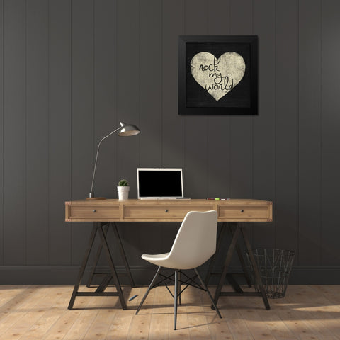 Graffiti Heart Black and Cream I  Black Modern Wood Framed Art Print by h.artworks