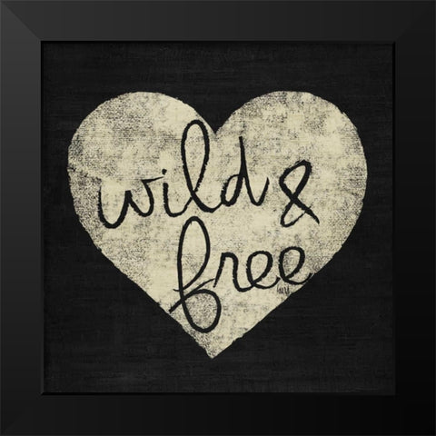 Graffiti Heart Black and Cream III  Black Modern Wood Framed Art Print by h.artworks