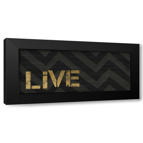Chevron Sentiments Black and Gold Panel I  Black Modern Wood Framed Art Print with Double Matting by h.artworks