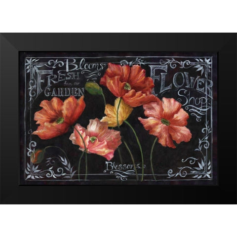 Flowers in Bloom Chalkboard Landscape  Black Modern Wood Framed Art Print by Tre Sorelle Studios