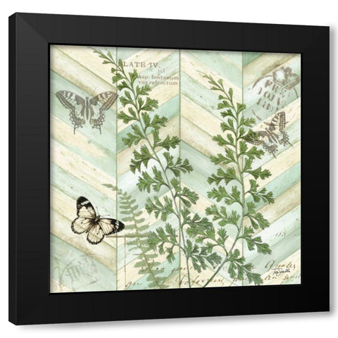 Chevron Botanical I  Black Modern Wood Framed Art Print with Double Matting by Tre Sorelle Studios