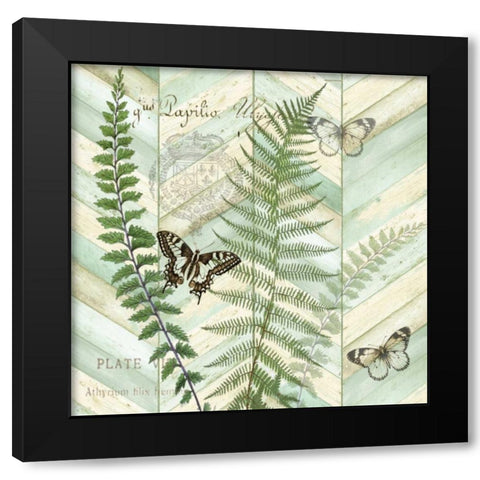 Chevron Botanical II  Black Modern Wood Framed Art Print with Double Matting by Tre Sorelle Studios