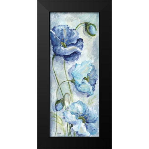 Indigo Poppies I Black Modern Wood Framed Art Print by Tre Sorelle Studios