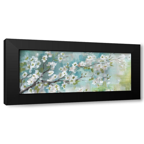 Cherry Blossoms Branch Panel Black Modern Wood Framed Art Print by Tre Sorelle Studios