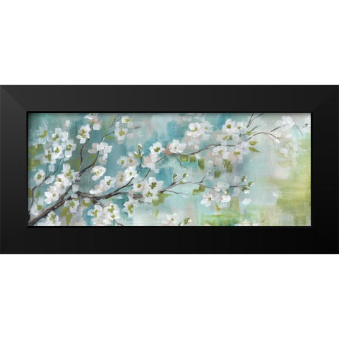 Cherry Blossoms Branch Panel Black Modern Wood Framed Art Print by Tre Sorelle Studios