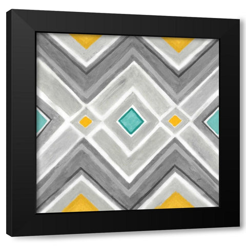 Chevron Tile Black-White I Black Modern Wood Framed Art Print by Coulter, Cynthia