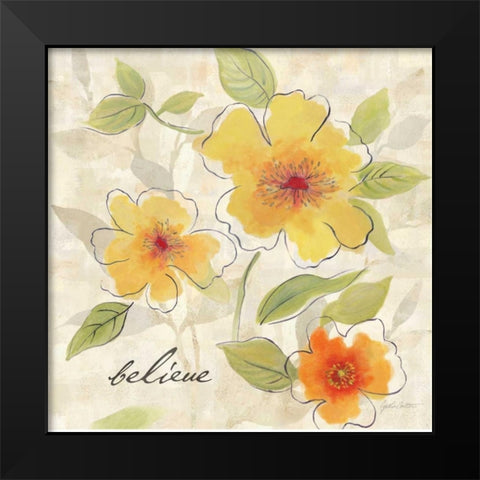 Bright Yellow Garden Trio II Black Modern Wood Framed Art Print by Coulter, Cynthia