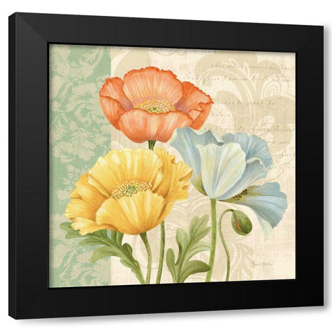 Pastel Poppies Multi I Black Modern Wood Framed Art Print by Gladding, Pamela