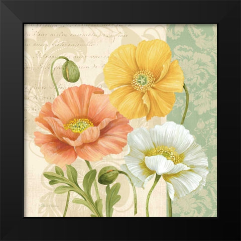 Pastel Poppies Multi II Black Modern Wood Framed Art Print by Gladding, Pamela