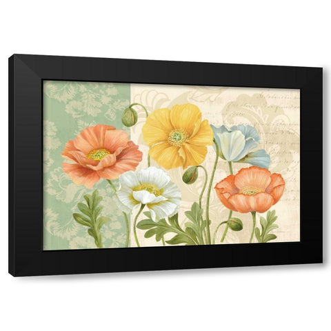 Pastel Poppies Multi Landscape Black Modern Wood Framed Art Print by Gladding, Pamela