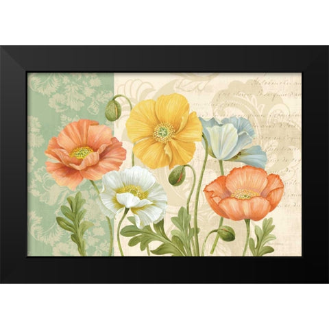 Pastel Poppies Multi Landscape Black Modern Wood Framed Art Print by Gladding, Pamela