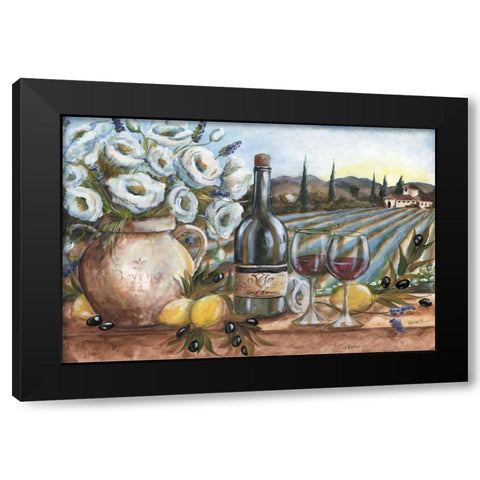 Provence Wine Landscape Black Modern Wood Framed Art Print with Double Matting by Tre Sorelle Studios
