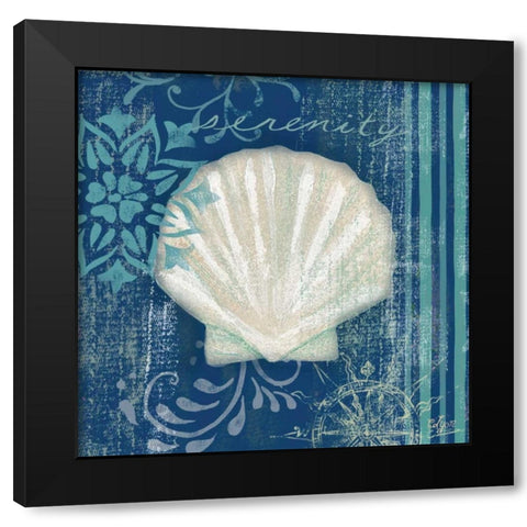 Navy Blue Spa Shells III Black Modern Wood Framed Art Print by Lyon, Rebecca