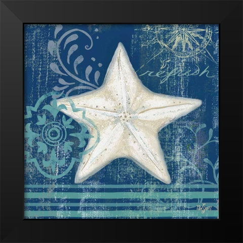 Navy Blue Spa Shells IV Black Modern Wood Framed Art Print by Lyon, Rebecca