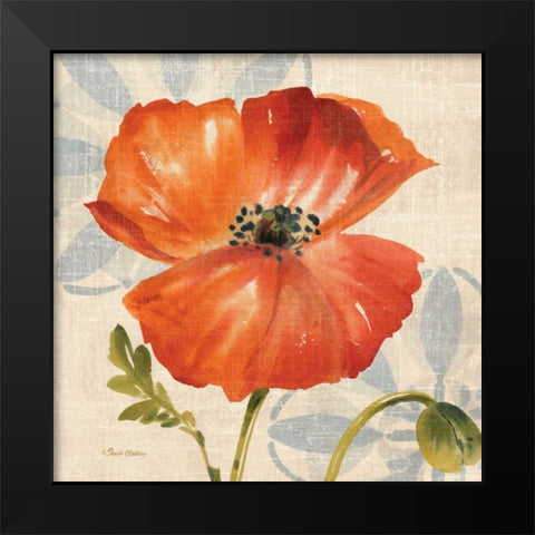 Watercolor Poppies I Black Modern Wood Framed Art Print by Gladding, Pamela
