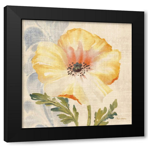 Watercolor Poppies II Black Modern Wood Framed Art Print with Double Matting by Gladding, Pamela