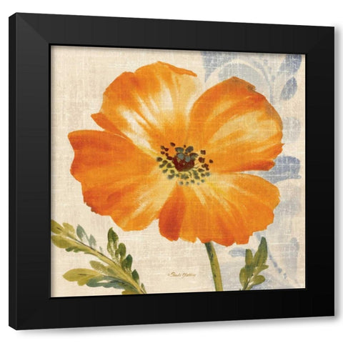 Watercolor Poppies III Black Modern Wood Framed Art Print with Double Matting by Gladding, Pamela