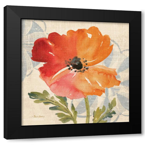 Watercolor Poppies V Black Modern Wood Framed Art Print with Double Matting by Gladding, Pamela