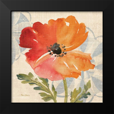 Watercolor Poppies V Black Modern Wood Framed Art Print by Gladding, Pamela