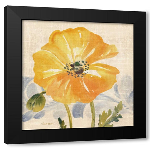 Watercolor Poppies VI Black Modern Wood Framed Art Print with Double Matting by Gladding, Pamela