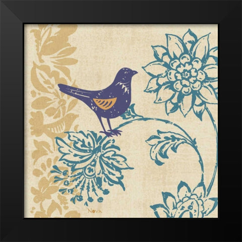 Blue Indigo Bird I Black Modern Wood Framed Art Print by Studio Nova