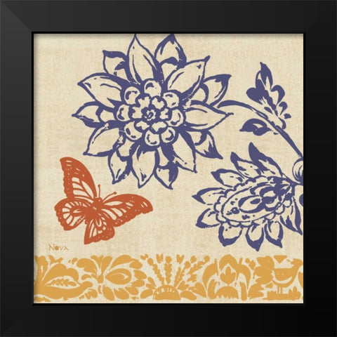Blue Indigo Butterfly I Black Modern Wood Framed Art Print by Studio Nova