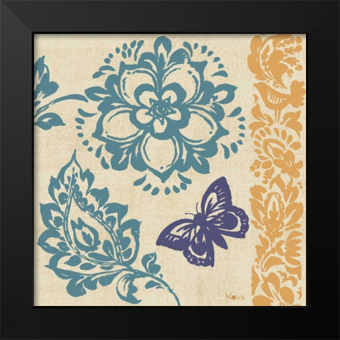 Blue Indigo Butterfly II Black Modern Wood Framed Art Print by Studio Nova