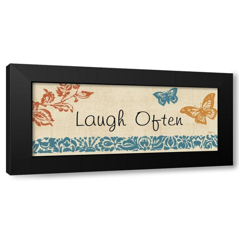 Blue Indigo Sentiment Panel I Black Modern Wood Framed Art Print by Studio Nova